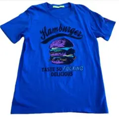 HK Tee HARAJUKU KAWAii! Teeハンバーガー Tシャツ 青