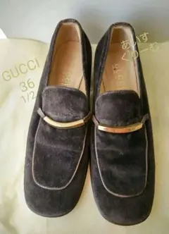 中古美品 GUCCI グッチ 茶スエード ローファーパンプス♡ ビンテージ 起毛