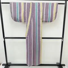 アンティーク着物 可愛い格子 カラフル バチ衿 正絹 i-3339