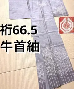 牛首紬 臈纈染 手描き 訪問着 紋なし 角印