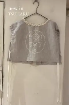 美品　ツハルバイサマンサモスモス　レースモチーフ柄刺繍ベスト ベージュ