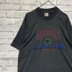 USA製オハイオ大学ヴィンテージTシャツ！シングルステッチ　グレー半袖古着L24