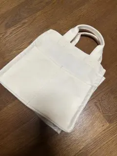極美品　ホワイト　無地　帆布 縦型　キャンバス　トートバッグ