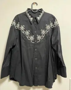 【CITEN】刺繍入り長袖シャツ 黒