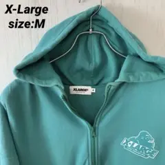 《希少》XLARGE ターコイズ フルジップ パーカー　サイズM