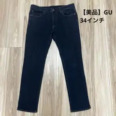 【美品】GUウルトラストレッチスキニーデニムジーンズ　34インチ　ブルー　L