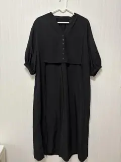 ブラック ロングワンピース ボタン付き