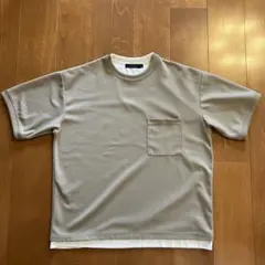 レイジブルー　ポケット付き　レイヤーTシャツ　ベージュ