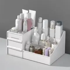 ホワイト化粧品収納ボックス 引き出し付き