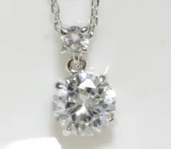 18K RGP プラチナ ダイヤ CZ 二粒 ネックレス yn3162