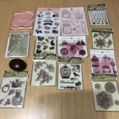 クリアスタンプ　スタンプシート　BGM コラージュ　手帳　マステ　アンティーク