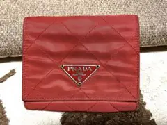プラダ 折り財布 ナイロン レッド
