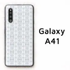 Galaxy A41 ケース グレー ビクトリアン柄 カバー