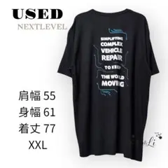 USED NEXTLEVEL バックプリントブラック Tシャツ XXL