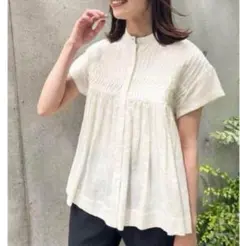 IENA イエナ コットンリネン タックブラウス　麻