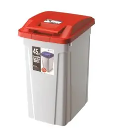 アスベル フタ・ハンドル付きごみ箱 レッド 45L