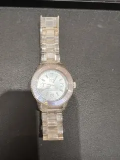 （不動、リューズは動く）ICE WATCH 透明バンド グレー文字盤