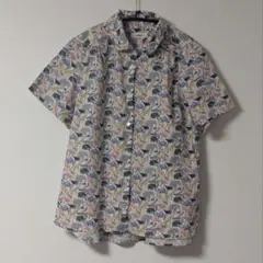 Parkes リバティ丸襟半袖シャツ アニマル柄 LIBERTY