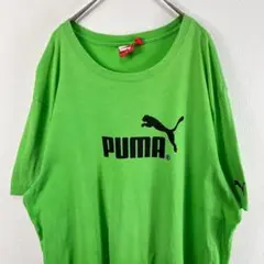 USA古着 Y2K 00s PUMA プーマ Tシャツ 黄緑