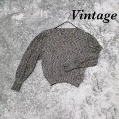 Vintage ヴィンテージ 長袖ニット ラウンドネック ラメ入り カジュアル