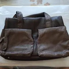 ダークブラウン スネークハンドバッグ