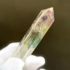 最強パワーエンジェルオーラクォーツ 六角柱 ミニポイントパワーストーン6虹色.
