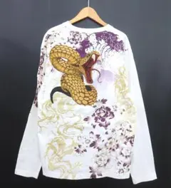 未使用 絡繰魂 293372 神の使い蛇 刺繍 長袖Ｔシャツ