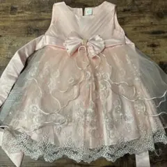 子供服 サイズ80 ピンクリボン刺繍ドレス
