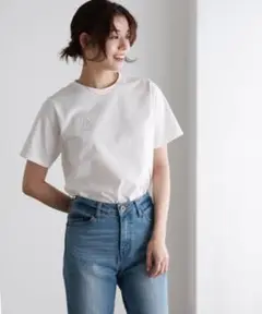 新品未使用⭐︎ Pierrot シルケット刺繍Tシャツ　ホワイト　M