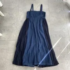wcloset デニムサイドプリーツキャミワンピース・ジャンパースカート
