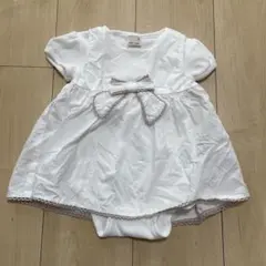 petit main プティマイン ホワイト 半袖ロンパースワンピースセット70