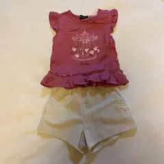 BeBe フリル付きトップスとショートパンツセット 80