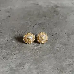 パール ゴールド スタッドピアス ヴィンテージピアス