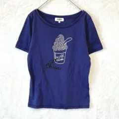 ソニアバイソニアリキエル♦︎Tシャツ 半袖 M ストーン プリントコットン 紺