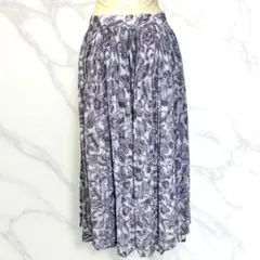 【訳あり】ルーニー Lounie 花柄ロング プリーツスカート 体型カバー／F