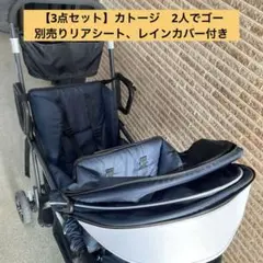 【エコメルカリ便限定】KATOJI 2人乗りベビーカーリアシート、雨カバー付き