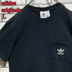 adidas originals☆Tシャツ 刺繍ロゴ バッグプリント 黒 L