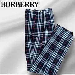 【Burberrys】 美品✨✨ウールチェックパンツ　ブラック系　Ｌサイズ