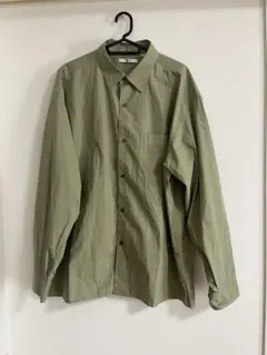 ユニクロC オーバーサイズブロードシャツ グリーン 緑 長袖シャツ Lサイズ