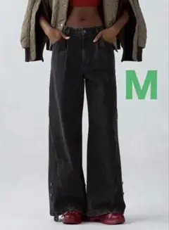 GU × rokn 【新品】タグ付き　デニム　ジーンズ　ダークグレー　M