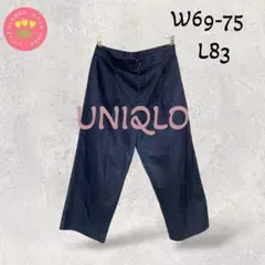 1081【UNIQLO 】デニムタックワイドストレート パンツ ジーンズ 濃紺