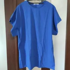 青いコットン半袖チュニック