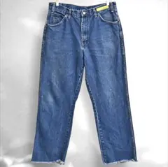 90s ディッキーズ　ワーク　デニムパンツ　色落ちブルー　W36　裾カットオフ