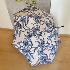 【美品】晴雨兼用 折り畳み傘 日傘 クリスタルジェミー　花柄　ベージュ　便利