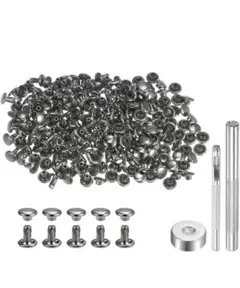 uxcell 200セット レザー　リベット6 x 6mm 金属製