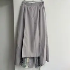 is ScoLar 【イズスカラー】グレー　ガウチョパンツ プリーツプリント　M