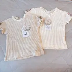 【新品未使用】半袖 トップスフリルTシャツ 80cm 2枚セット 双子