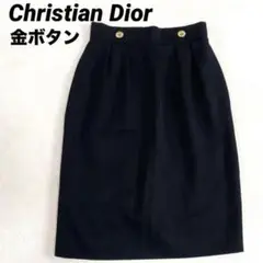 【最終金額！美品】Dior クリスチャンディオール 黒 スカート 金ボタン M