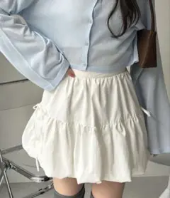 バルーンミニスカート ホワイト