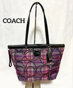 COACH/コーチ/シグネチャー/チェック/トートバッグ/肩掛け